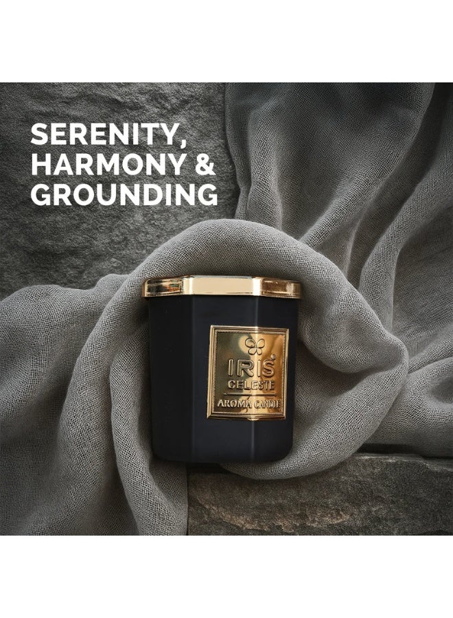 IRIS CELESTE Black Oud Soy Wax Jar Candle with lid - 113grams, Scented candle 4oz | 25 Hours Burn-time | Warm Woody Fragrance | Perfect for Festivities & Gifting, Ceremonies, Meditation & Room Perfuming - Image 2